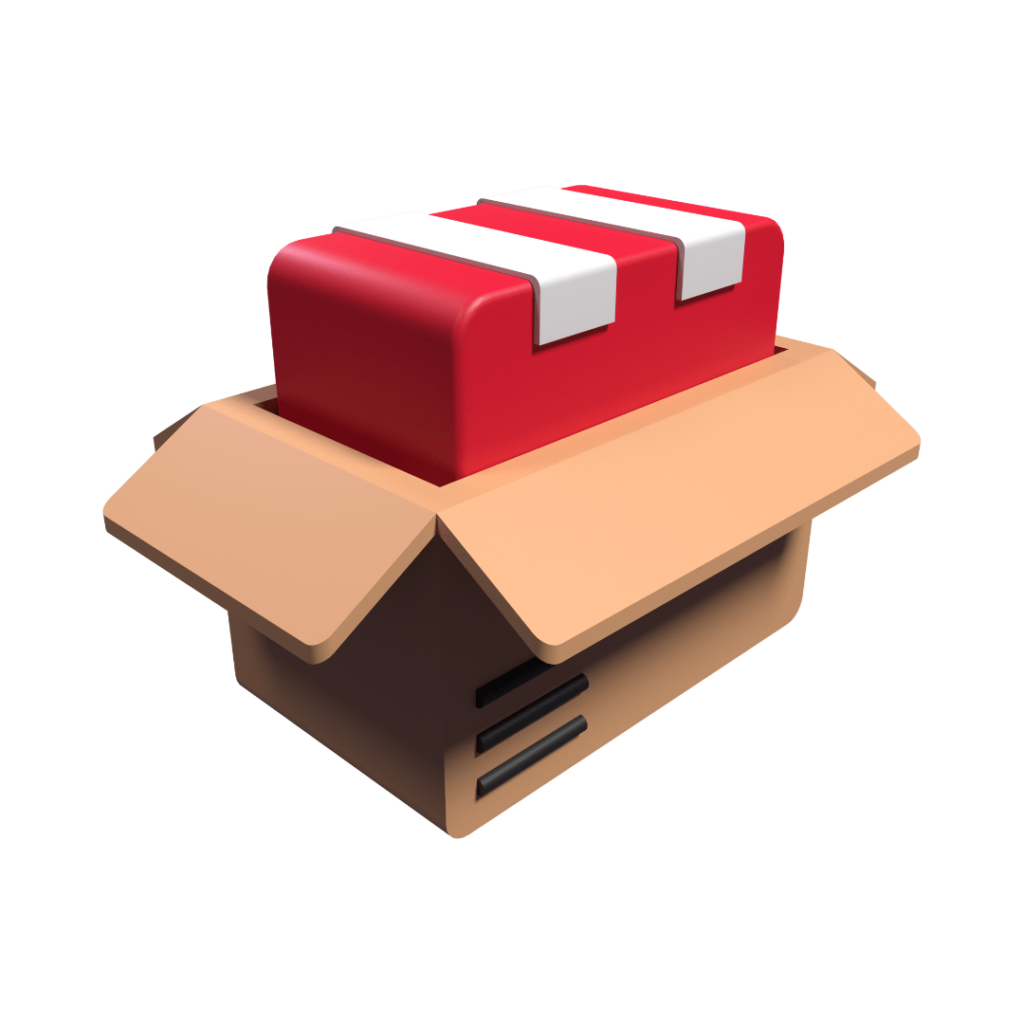 3D Illustrasjon av en vare i pappeske